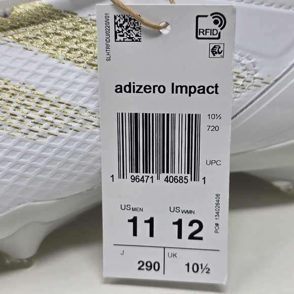 Adidas Adizero Impact MID Football Cleats White Gold IF2476 Men's Size 11 New - Picture 4 of 12